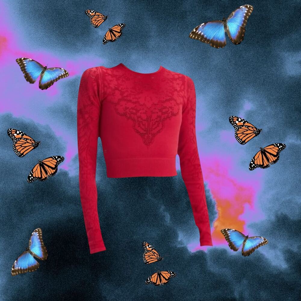 Fabletics Red Women’s Long Sleeve Workout Top